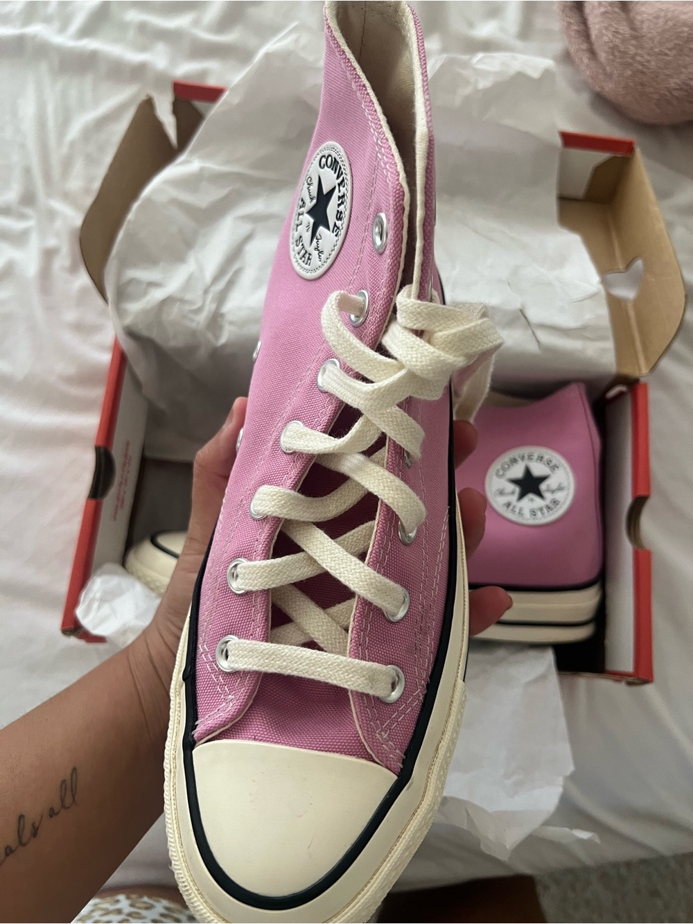 Converse High Top Sneakers in Bubblegum Pink - Picture 2 of 11